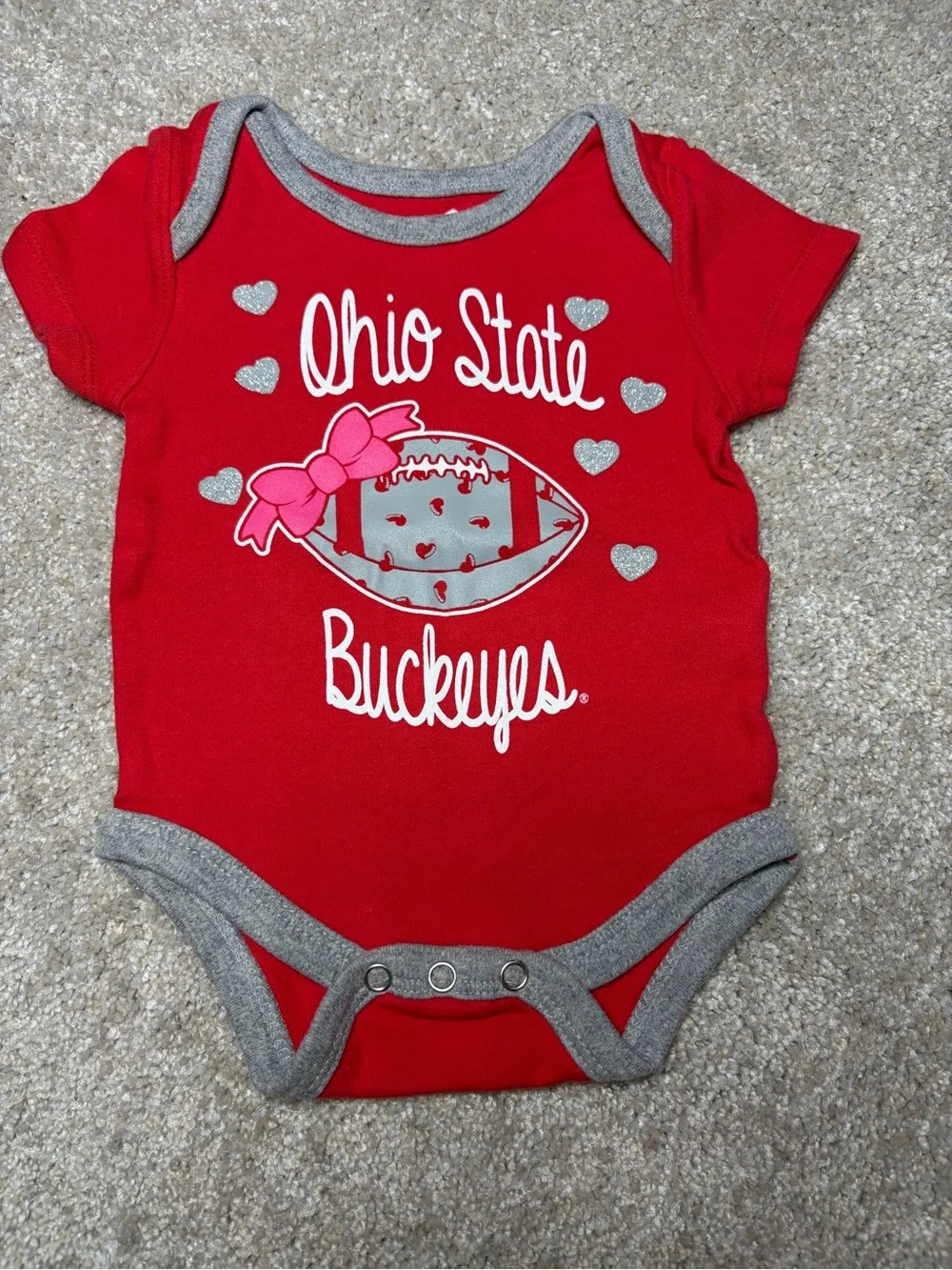 Ohio State Themed Baby Bodysuit Set - Red, Pink, White